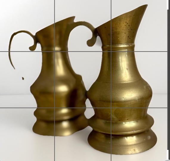 Brass pitcher 6 1/4 inches tall, 3.5 inches across, Vintage Collectible