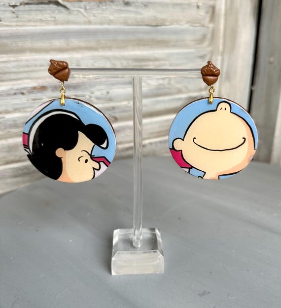 It’s the Great Pumpkin Charlie Brown Earrings - Upcycled Wood & Polymer Clay