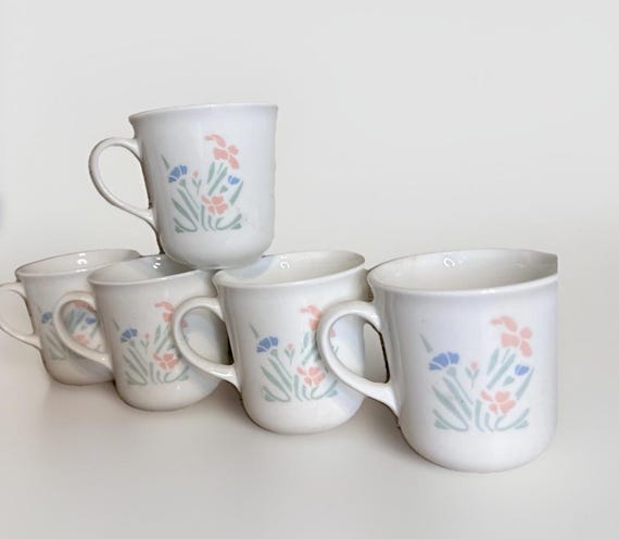 Corelle by Corning Stencil Garden 5 Cups Coffee Cup Tea Cup