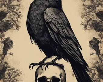 Vintage Raven:  Decoupage Paper Design or A4 tissue paper