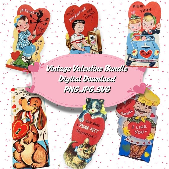 Vintage Valentine Images Bundle | Remastered Digital Download | Jpeg PNG SVG  | DIY Crafts, Gifts & Home Decor | Instant Download