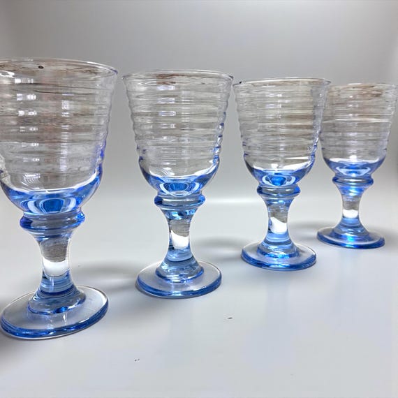 LIBBEY Sirrus Blue Water Tea Goblets, Wine Glasses, 12 oz, Stemmed 7"T, Set of 4