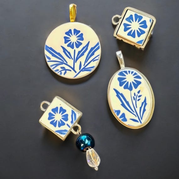 Vintage Blue Cornflower Corningware Broken China Charms