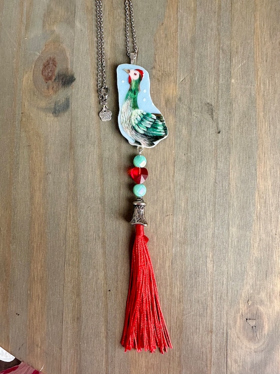 Chicken Broken China Tassel Necklace