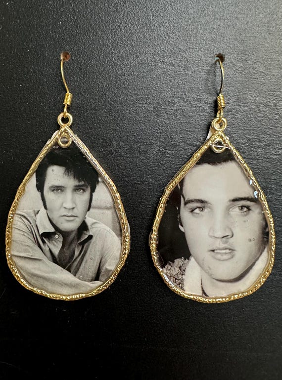 Elvis Presley 1995 Upcycled Calendar Statement Earrings A Unique Tribute