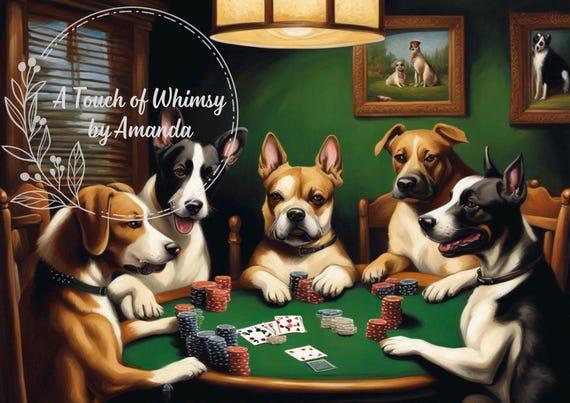 Dogs Playing Poker Decoupage Paper - Vintage Card Game - Gambling Animals - Rice Paper Tissue - Man Cave Art - Furniture DIY - Retro