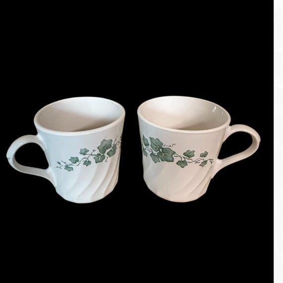 Corelle Callaway Ivy  Coffee Mugs Cups Green Ivy SET OF 2