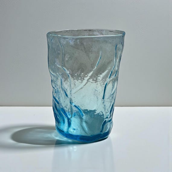 Rare Seneca Glass Driftwood Casual 6 oz Liquor Cocktail Glass Blue 3 3/8" Excellent!