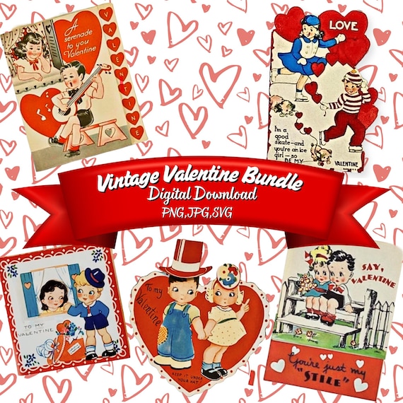 Vintage Valentine Images Bundle | Remastered Digital Download | Jpeg PNG SVG  | DIY Crafts, Gifts & Home Decor | Instant Download