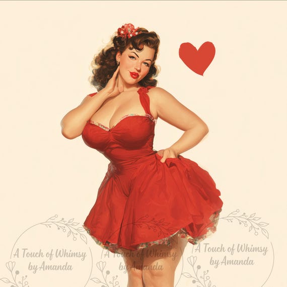 Curvy Retro Valentine Pin-Up Vintage Girl Decoupage Tissue and A4 Rice Paper