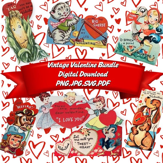 Vintage Valentine Images Bundle | Remastered Digital Download | Jpeg PNG SVG  | DIY Crafts, Gifts & Home Decor | Instant Download