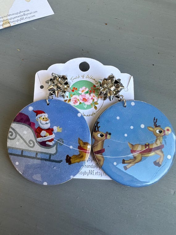 Rudolph the Red Nosed Reindeer Little Golden Book Earrings