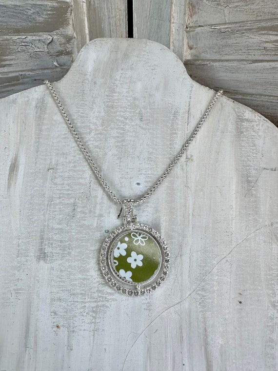 Pyrex Spring Blossom Necklace, Handmade Repurposed Upcycled Broken China Jewelry