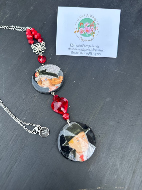 One of a kind Vintage 1960s Barbie Midge and Ken Pendant necklace 22”