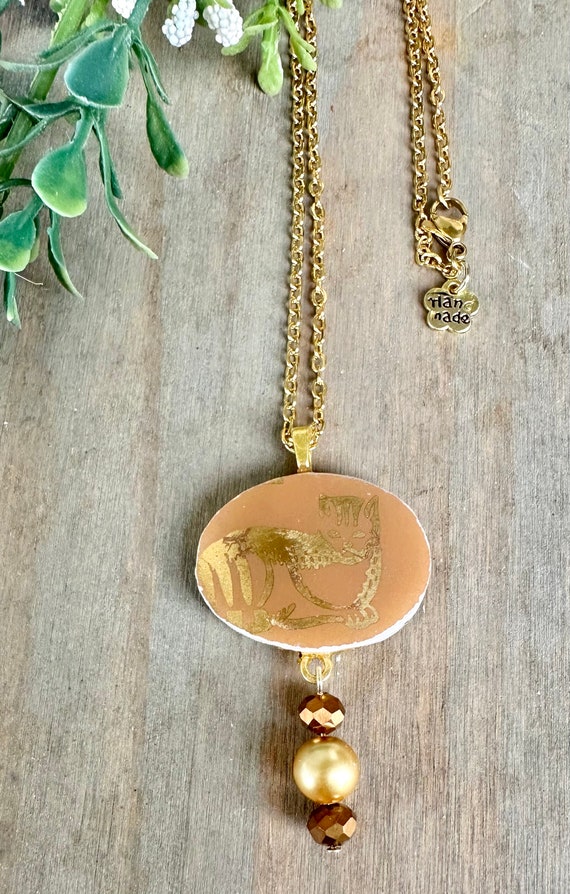 Vintage Pyrex Early American Broken China Jewelry: Upcycled Elegance necklace