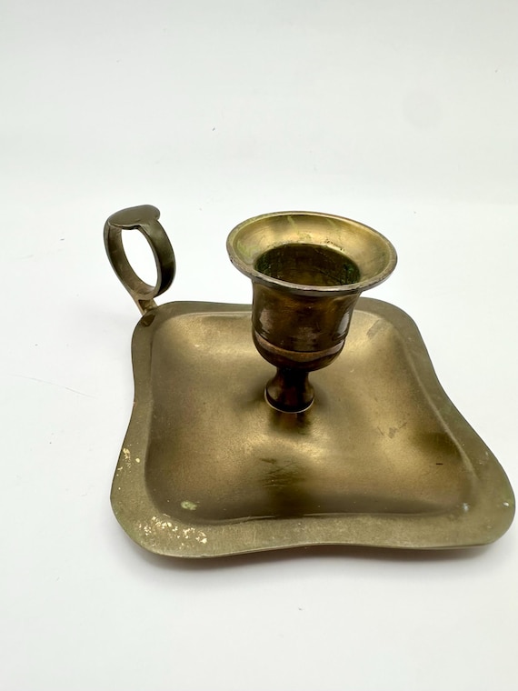 Vintage CANDLEHOLDER INDIA 3 1/2" Square Thumb Ring Candle Holder
