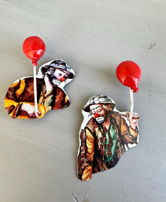 Adorable One of a kind Clown Earrings with Balloon stud