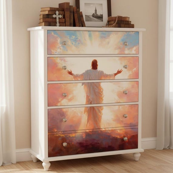 Resurrection of Christ Decoupage Paper - A4 Rice or Tissue - Jesus Walking Into Light, Christian Craft Supply for Furniture, DIY & Journals