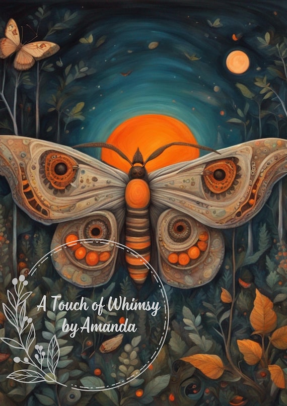 Moth in the Moonlight  Decoupage Rice Paper A4