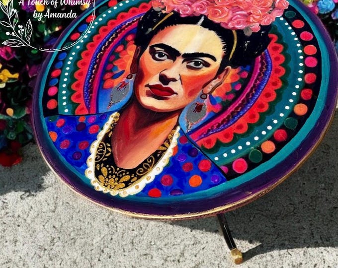 Featured listing image: One of A Kind Refinished Mersman Frida Kahlo Drum Table