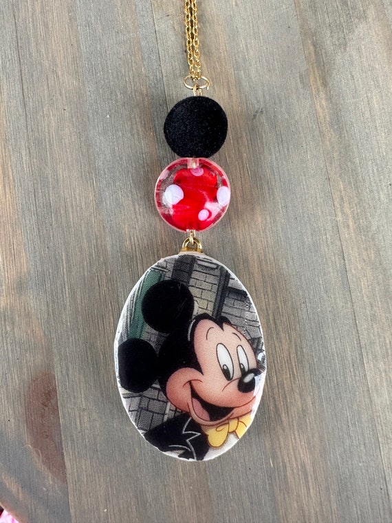 Mickey Mouse Broken china pendant necklace