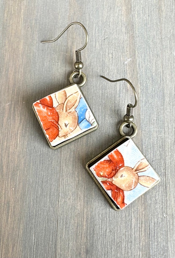 Royal Doulton Bunnykins Broken China earrings