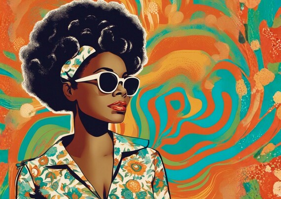 Groovy  Black Lady 6 Decoupage Rice Paper A4