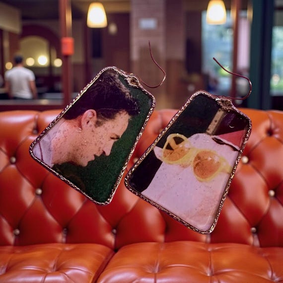 Friends Tv Show Drop Resin and Gold Earrings