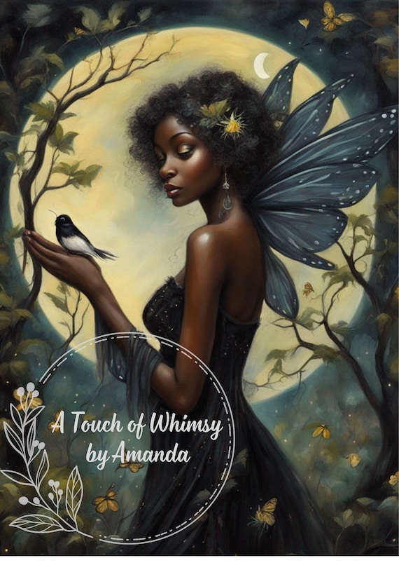 Black Fairy Rice Paper, Decoupage A4 Sheet