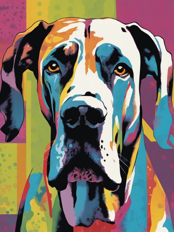 Pop Art Great Dane Decoupage Paper: Vibrant Dog Glamour