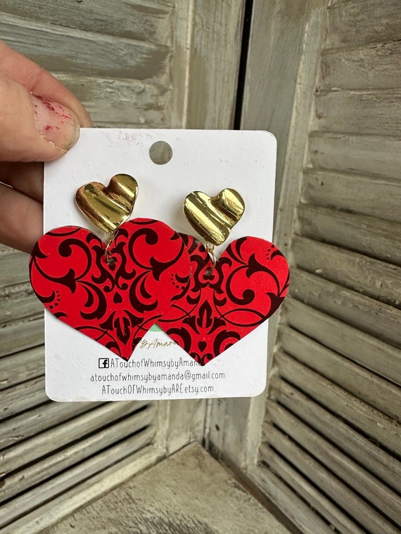 Unique Tin Heart Valentine’s Day earrings