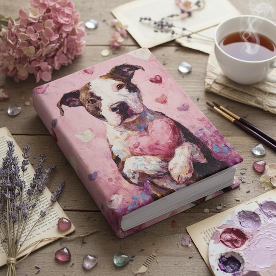 Pink Heart Pitbull Love Decoupage Tissue and A4 Rice Paper