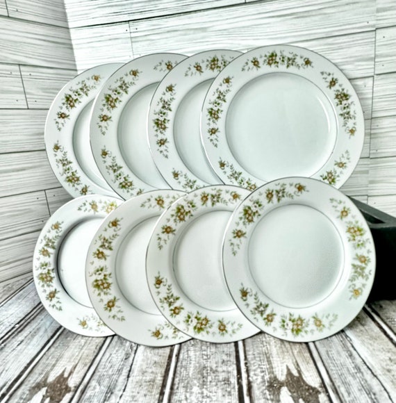 Vintage Springtime International Silver Co. Dinnerware, Floral Silver Rim