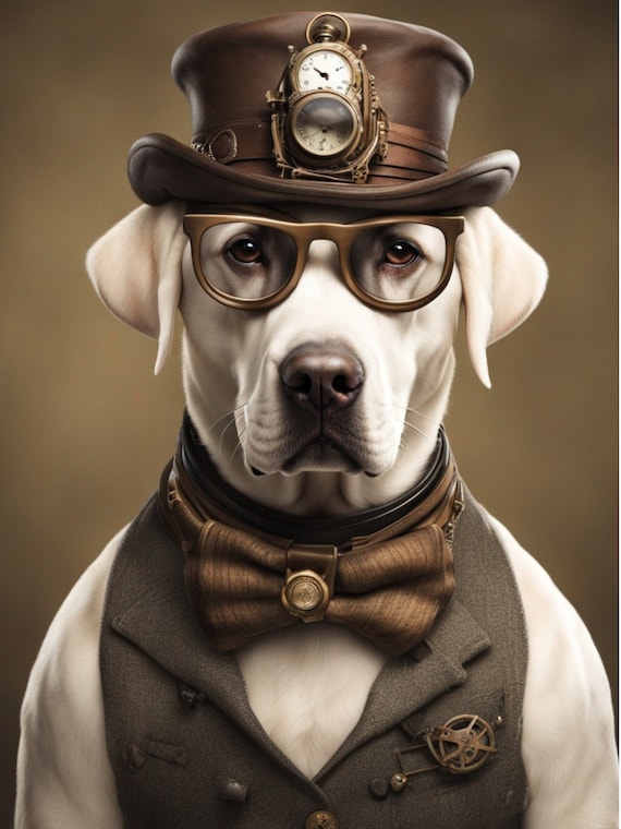 Steam Punk Labrador Retriever Decoupage Tissue Paper and A4 rice Paper