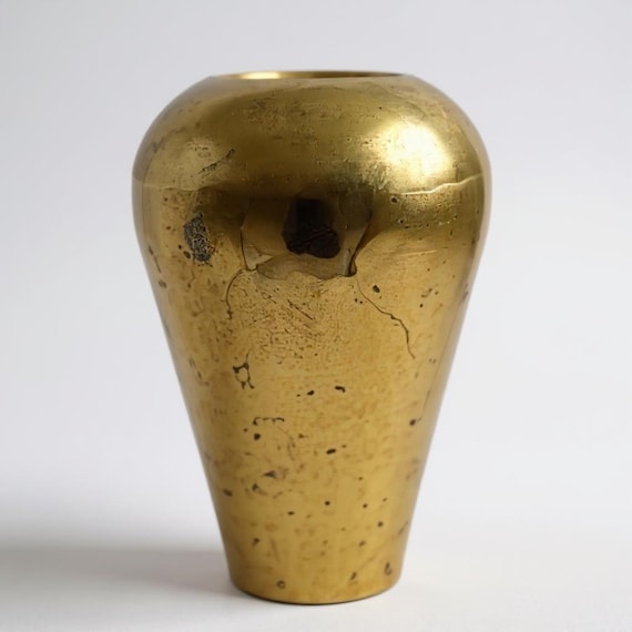 Brass Vase, Solid Brass Teardrop Design, Polished Finish