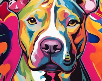 Colorful Canine Chaos: A Pop Art Pitbull Decoupage Tissue Paper
