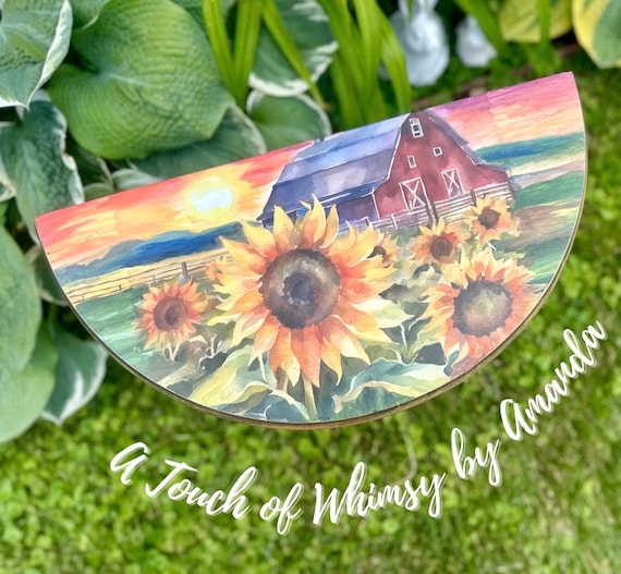Sunflower Field SunsetDecoupage Tissue, Farmhouse Barn, Watercolor A4 Rice Paper