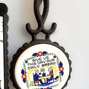 Cast Iron Trivet Collectible "Give Us This Day Our Daily Bread"