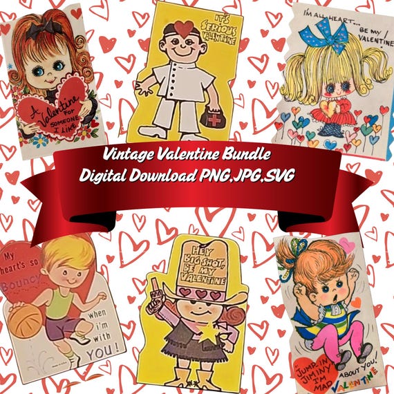 Vintage Valentine Images Bundle | Remastered Digital Download | Jpeg PNG SVG  | DIY Crafts, Gifts & Home Decor | Instant Download