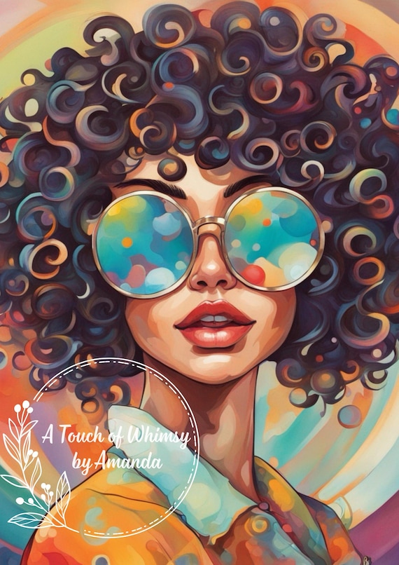 Pop Art Woman with Rainbow Sunglasses Decoupage Rice Paper A4 - Colorful Mirror Glasses Art for Furniture Upcycling & DIY Mixed Media Decor