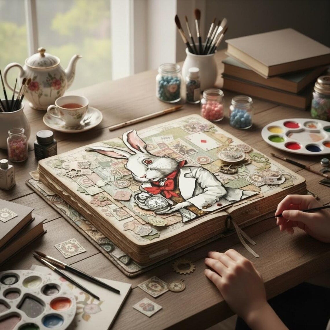 White Rabbit Decoupage Tissue Paper 3 Sheet Bundle | Vintage Alice With ...