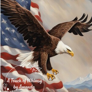 American Flag and Bald Eagle Patriotic Fourth of July Decoupage A4 Paper
