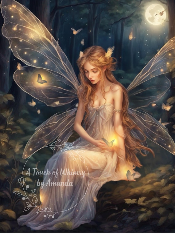 Whimsical Fairy Fireflies Decoupage Paper | Glowing Night Magic | A4 Rice Paper Tissue | Enchanted Forest Art for Furniture & Scrapbook