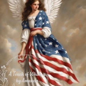 Lady Liberty Patriotic Angel  Decoupage Rice Paper A4