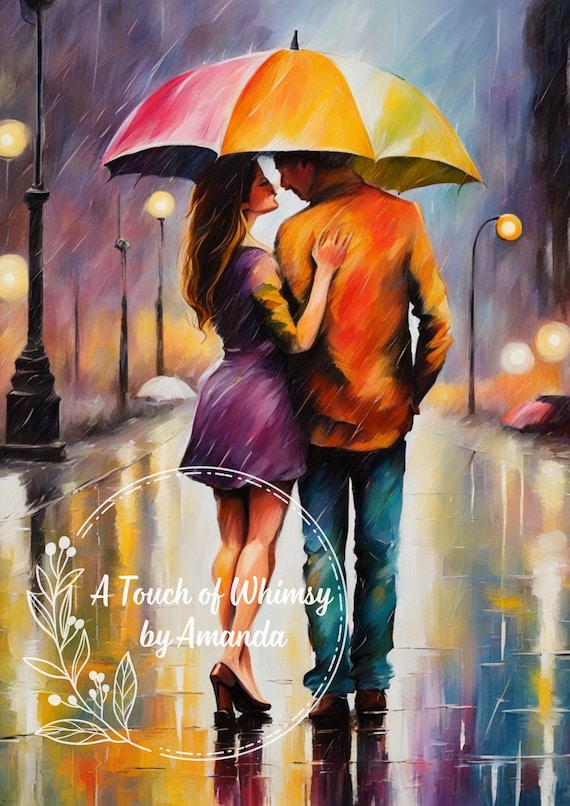 Couple in the Spring Rain Decoupage Tissue and A4 Rice Paper