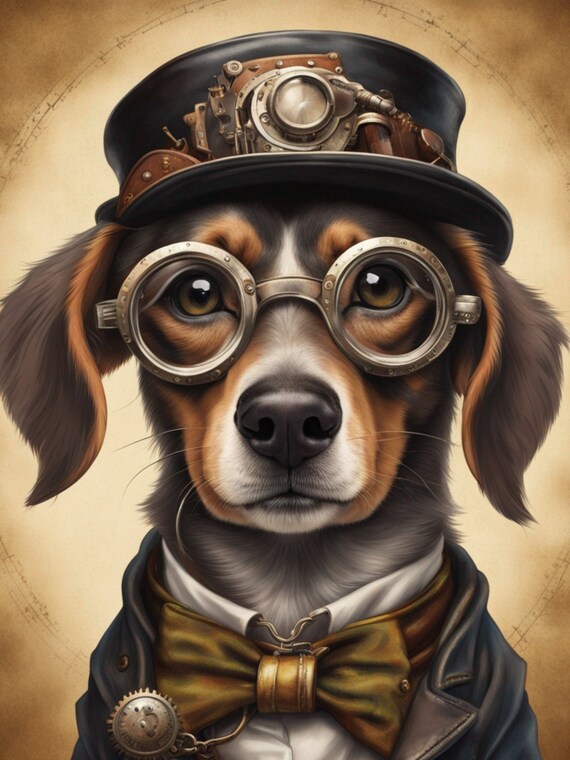 Steam Punk Daschshund Decoupage Tissue Paper