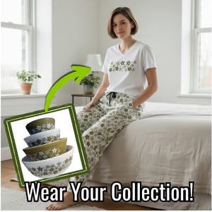 Spring Blossom Green V-Neck Shirt, Crazy Daisy Pyrex Pattern Tee, Retro Kitchen Collector Gift, 70s Floral Fashion, Green Flower Top