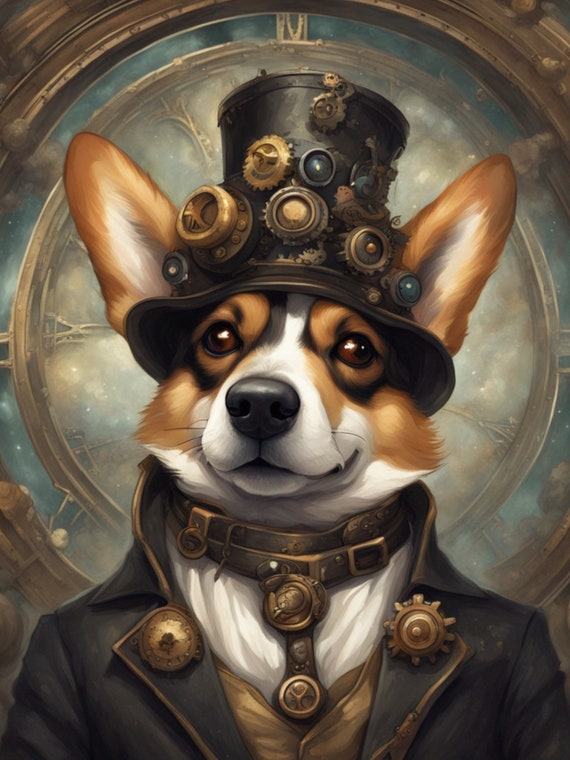 Corgi Steampunk Dreams: A Mechanical Decoupage Adventure