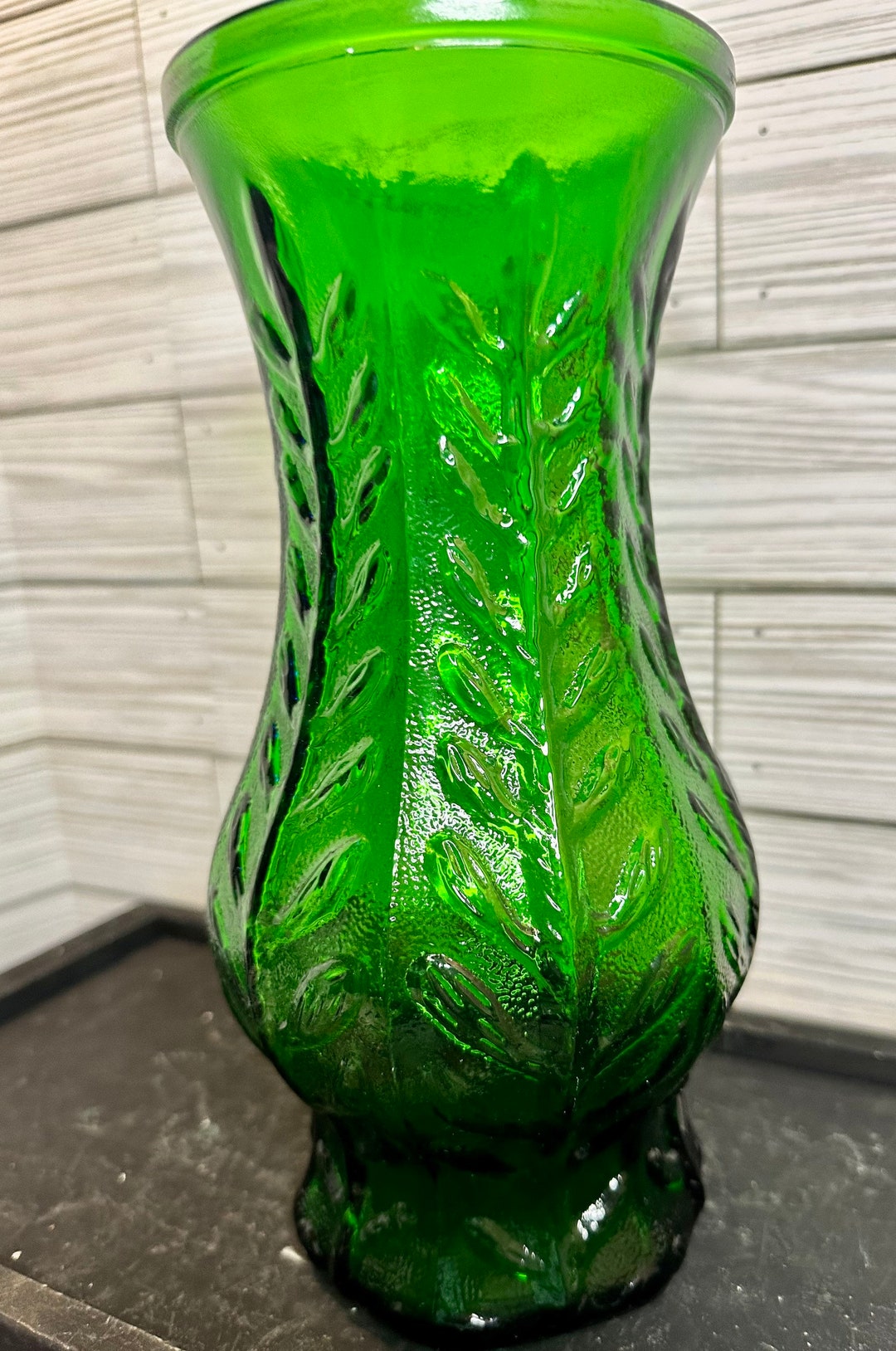 Vintage FTD Emerald Green Large Vase / 1970s 1978 / Depression Etsy