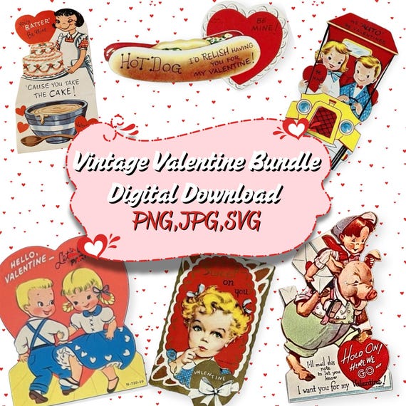 Vintage Valentine Images Bundle | Remastered Digital Download | Jpeg PNG SVG  | DIY Crafts, Gifts & Home Decor | Instant Download